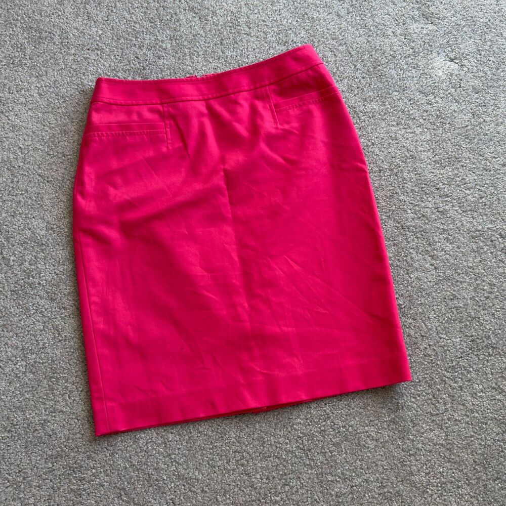 Halogen Cotton Blend Hot Fuchsia Pink Classic Pencil Skirt Summer Spring US 2